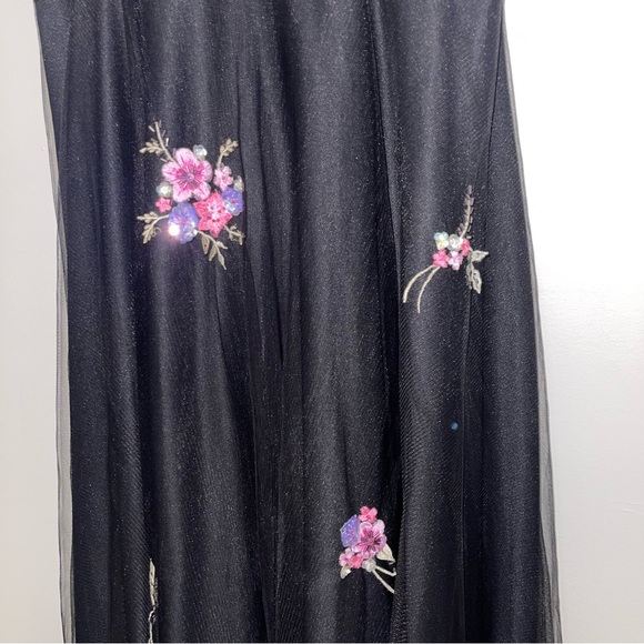 Sue Wong Dress Women's Size Medium Black Vintage Embroidered Floral Mesh Bustier - Picture 5 of 9